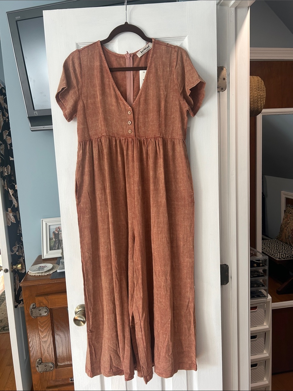 Three Bird Nest Rust Brown Short-Sleeve Midi jumper
